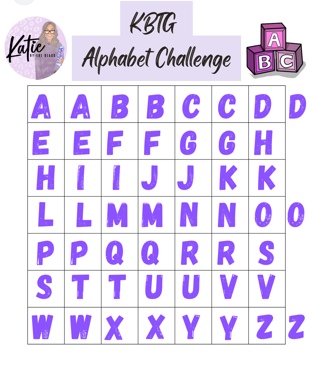 Katie’s Alphabet Challenge